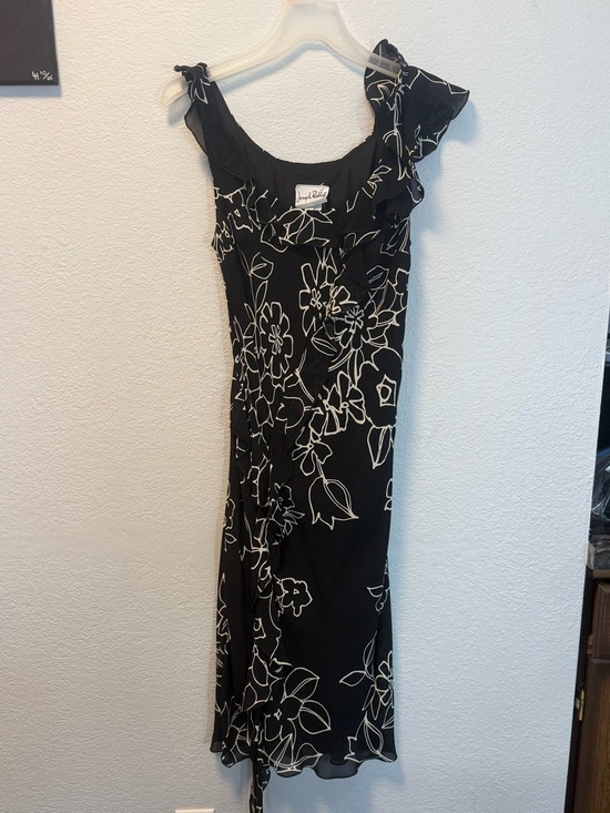 Joseph Ribkoff Dresses & Skirts - Vintage Y2K 90s Joseph Ribkoff Silk Floral Handkerchief Hem Slip Dress Black Sz6